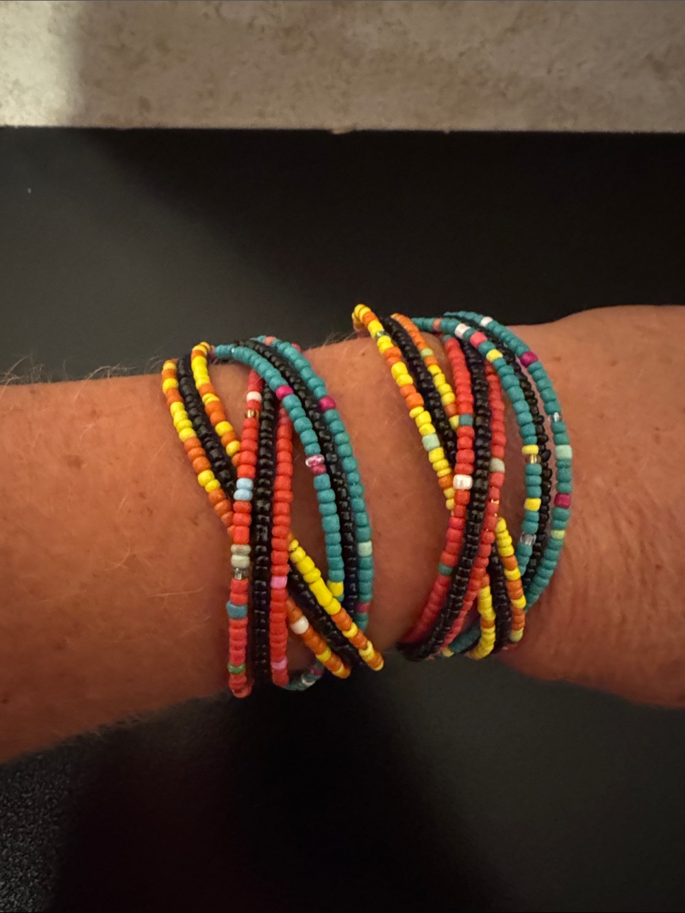 Multicolor Beaded Hoop bracelet - Picture 2 of 2